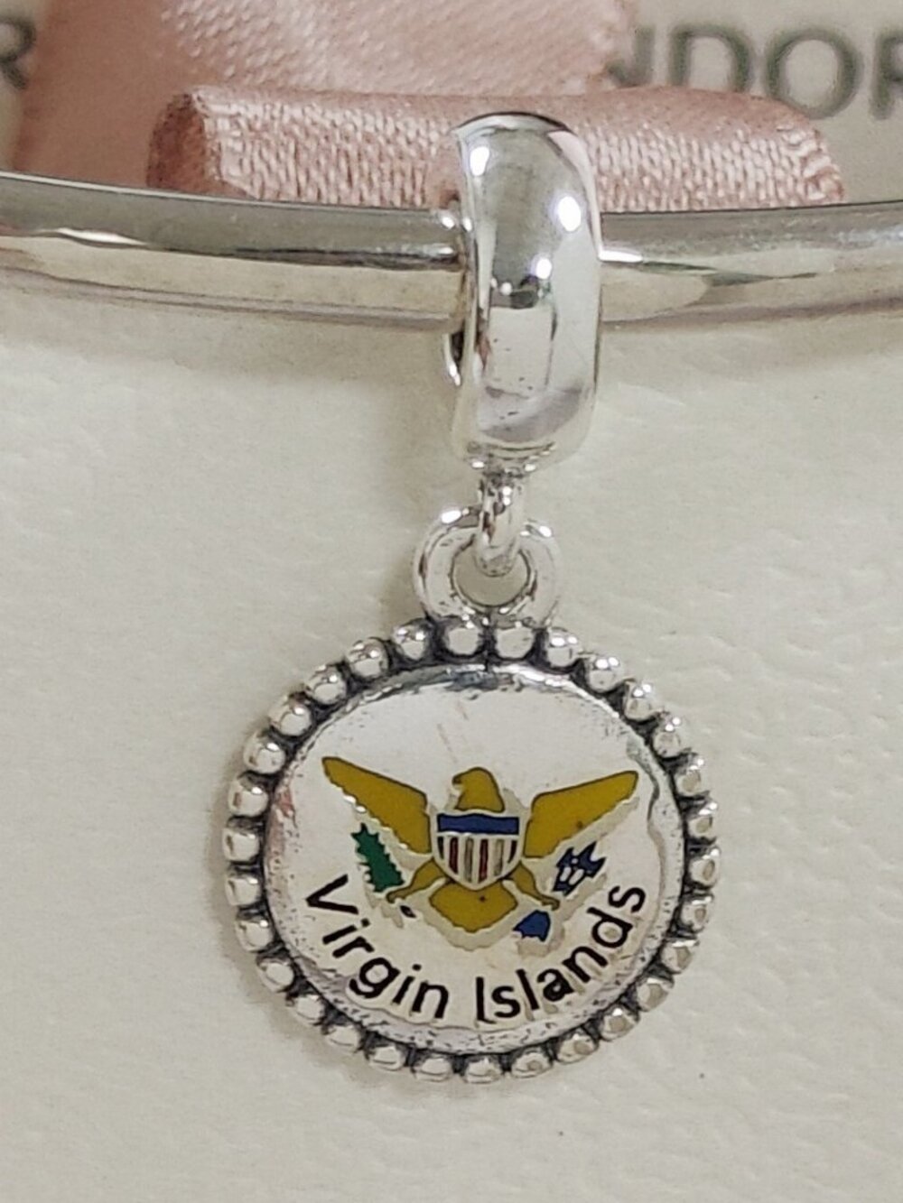 Pandora US Virgin Islands Country Flag Exclusive Dangle Charm with box